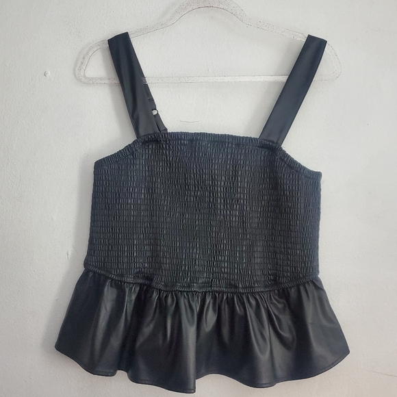 Torrid Peplum Faux Leather Smocked Top - Picture 3 of 10